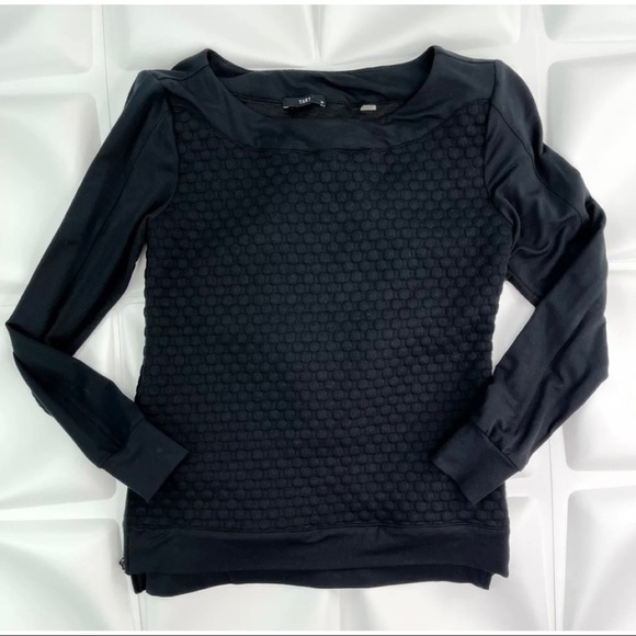 Tart Womens Sz XS Solid Black Textured Dot Side Zip Top Knit Blouse - Picture 1 of 7